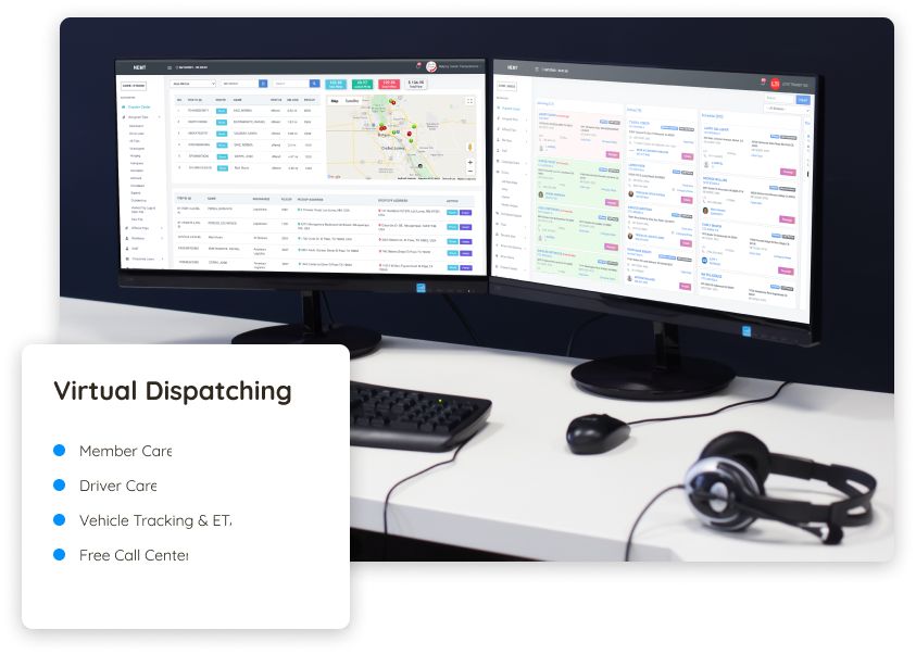 NEMT, NEMT software, NEMT Dispatch Software, virtual dispatching from dashboard
