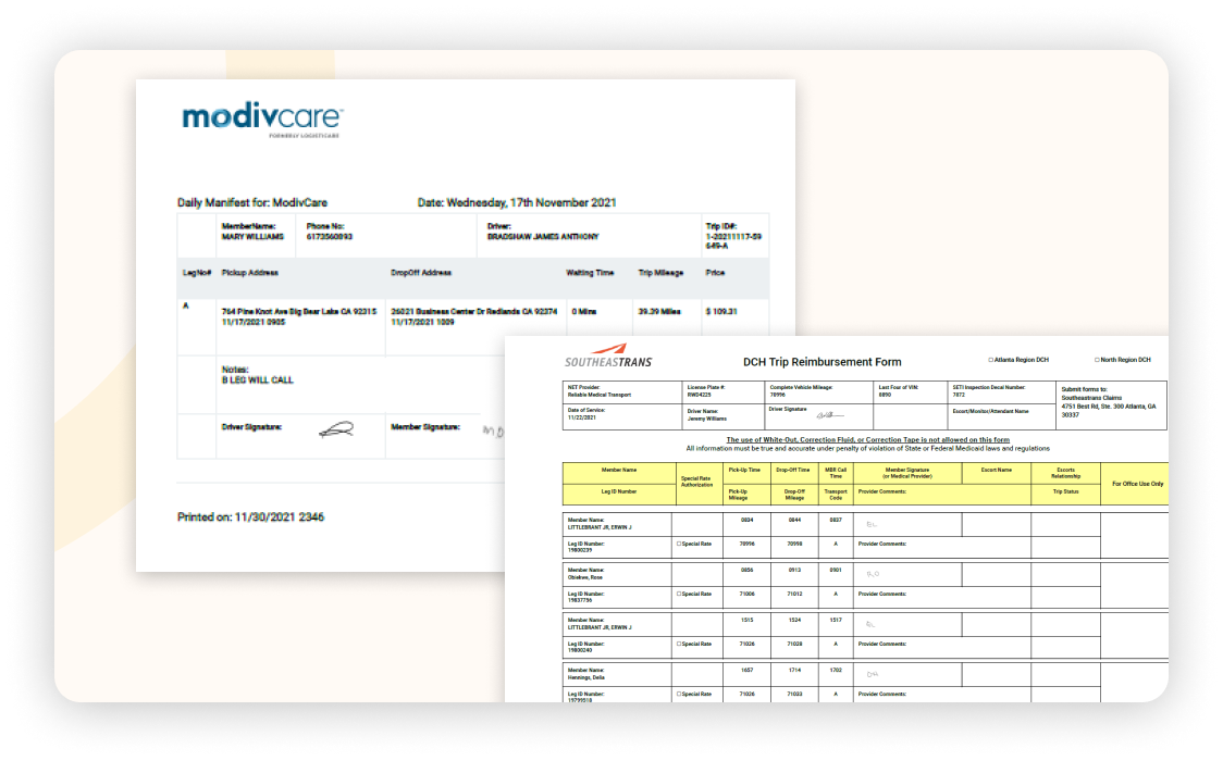 Nemt software supports all invoicing formats such as electronic EDI, CMS 1500, paper invoices
